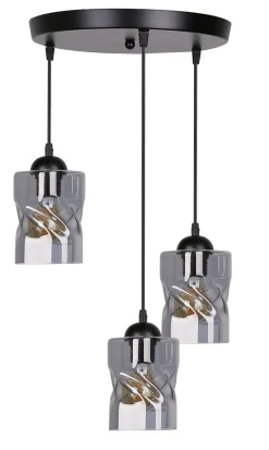 Lampa wisząca Felis talerz czarny 3x60W  E27 klosz dymiony