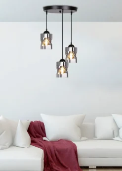 Lampa wisząca Felis talerz czarny 3x60W  E27 klosz dymiony