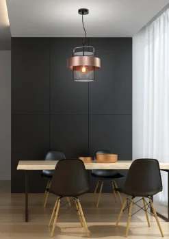 Lampa wisząca Fiba czarny 1x40W E27  klosz miedziano czarny