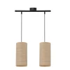 Lampa wisząca Fleri czarny 2x60 E27  abażur 12x25 beżowy ratan