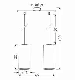 Lampa wisząca Fleri czarny 2x60 E27  abażur 12x25 beżowy ratan