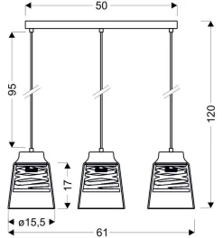 Lampa wisząca Fresno czarny 3x60W E27  klosz bezbarwny