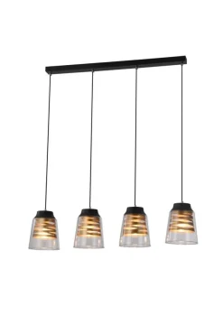 Lampa wisząca Fresno czarny 4x60W E27  klosz bezbarwny