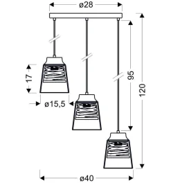 Lampa wisząca Fresno talerz czarny 3x60W  E27 klosz bezbarwny