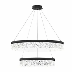 Lampa wisząca FROZI czarny 38W LED 3000K  kryształki bezbarwne