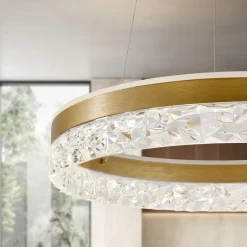 Lampa wisząca FROZI złoty 32W 3000K LED  kryształki bezbarwne