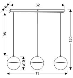 Lampa wisząca Furni 70x15 3x5W LED  czarny 4000K