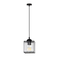 Lampa wisząca Glassia czarny 1x40 E27  klosz czarny+kryształy bezbarwne