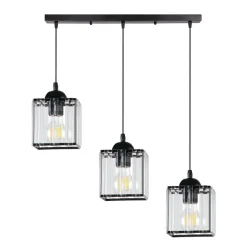 Lampa wisząca Glassia czarny 3x40 E27  klosz czarny+kryształy bezbarwne