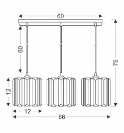 Lampa wisząca Glassia czarny 3x40 E27  klosz czarny+kryształy bezbarwne