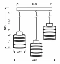 Lampa wisząca Glob czarny+złoty talerz  3x40W E27 klosz czarny
