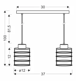 Lampa wisząca Glob czarny+złoty 2x40W  E27 klosz czarny