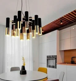 Lampa wisząca GOLDEN PIPE-13 czarno złota 60 cm