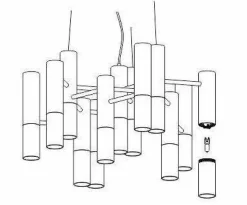 Lampa wisząca GOLDEN PIPE-13 czarno złota 60 cm