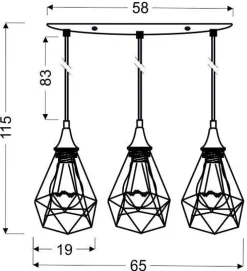 Lampa wisząca Graf 3x60W E27 czarny