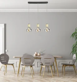 Lampa wisząca Gregory czarny brąz 3x40W  E14 klosz dymiony