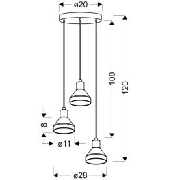 Lampa wisząca Gregory talerz czarny brąz  3x40W E14 klosz dymiony