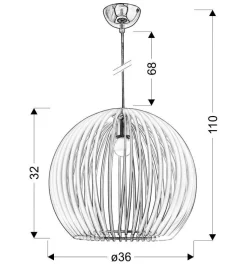Lampa wisząca Haga 1x60W E27 36x36x110  niebieski