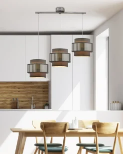 Lampa wisząca Hare chromowy 3x60W E27  abażur szary+srebrny