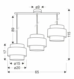 Lampa wisząca Hare chromowy 3x60W E27  abażur szary+srebrny