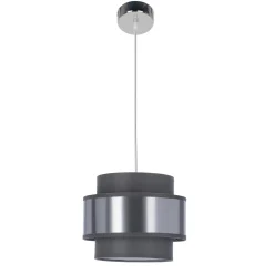 Lampa wisząca Hare chromowy 1x60W E27  abażur szary+srebrny