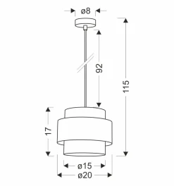 Lampa wisząca Hare chromowy 1x60W E27  abażur szary+srebrny