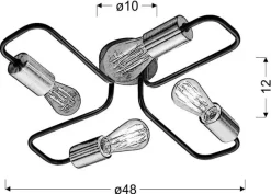 Lampa wisząca Herpe 4x60W E27 czarny