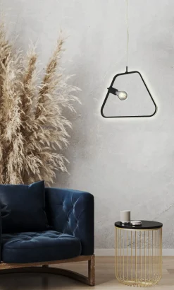 Lampa wisząca Ikaria 42 1x60W E27  led+12W LED czarny 4000K