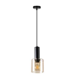 Lampa wisząca Isar czarny 1x40 E27 klosz  bursztynowy