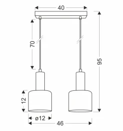Lampa wisząca Isar czarny 2x40 E27 klosz  bursztynowy