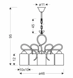 Lampa wisząca Italo chromowy 5x40W E27  klosz srebrny
