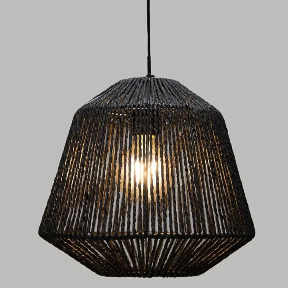Lampa wisząca Jily rattan czarna