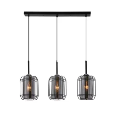 Lampa wisząca Jonera czarny 3x40W E27  klosz dymiony