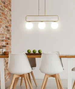 Lampa wisząca Jove mosiądz 3x20W G9  klosz biały