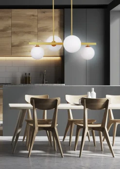 Lampa wisząca Kama 4x28W G9 mosiądz