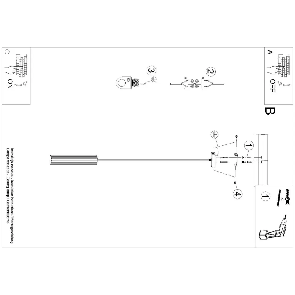 Lampa wisząca KARBON 1 czarny