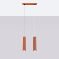Lampa wisząca KARBON 2 ochra czerwona