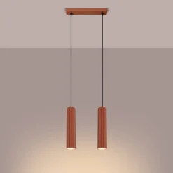 Lampa wisząca KARBON 2 ochra czerwona