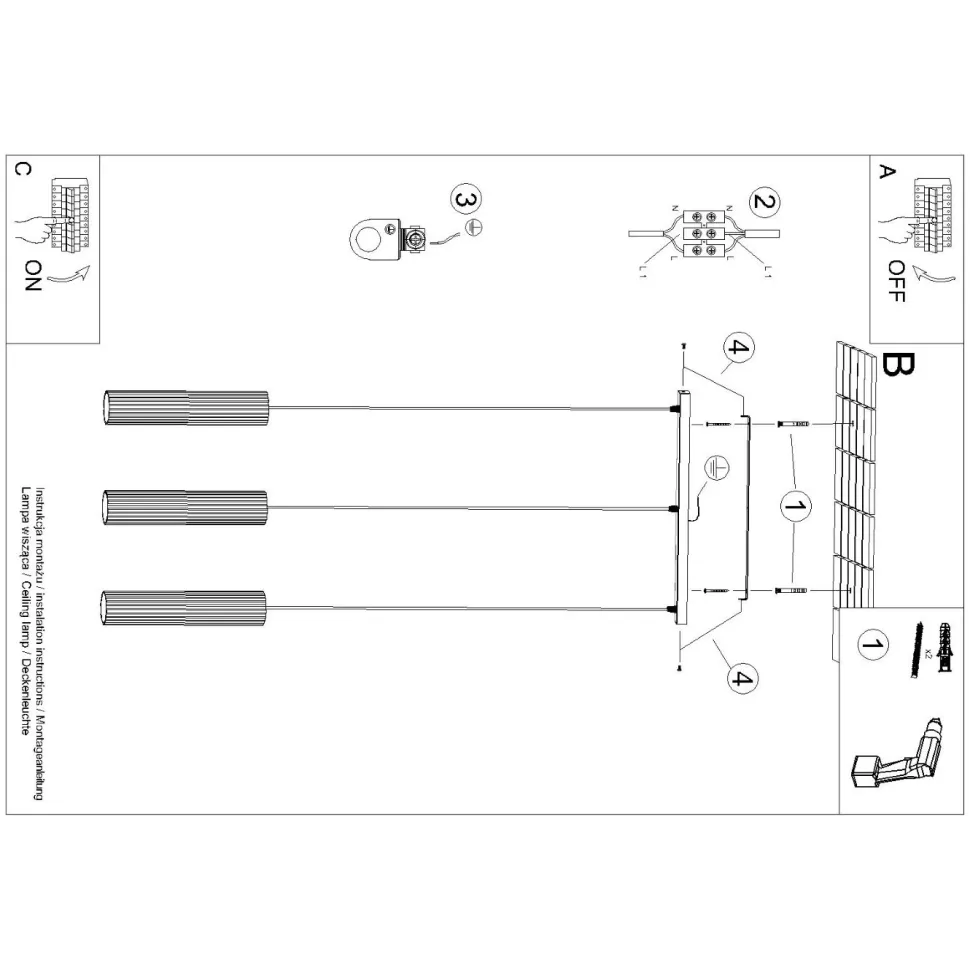 Lampa wisząca KARBON 3L beżowy