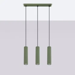 Lampa wisząca KARBON 3L zielona oliwka