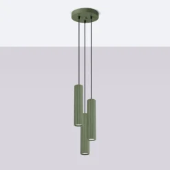 Lampa wisząca KARBON 3P zielona oliwka