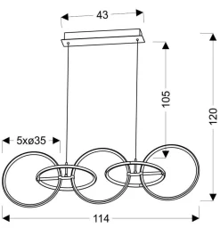Lampa wisząca Kos 114x35 60W LED  chromowy 4000K