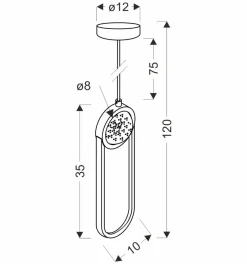 Lampa wisząca LACRIMA lampa wiszaca  czarny 10cm 15W LED 3000K maskownica biała