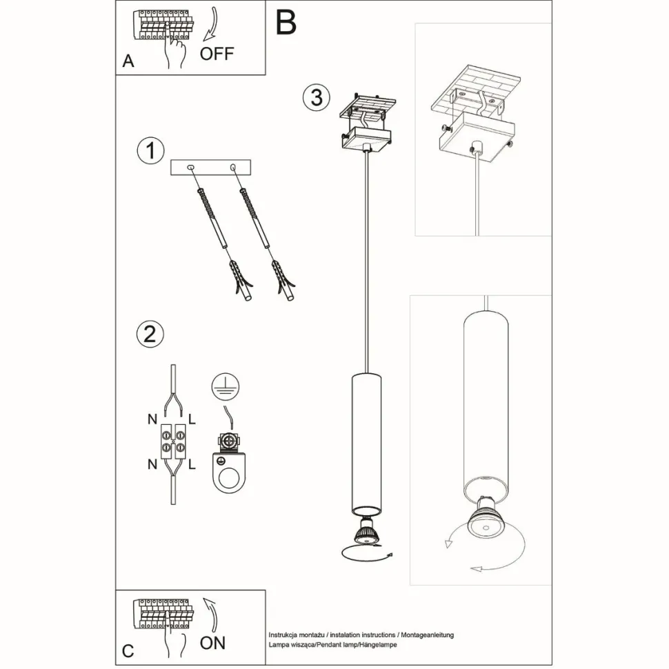 Lampa wisząca LAGOS 1 czarny