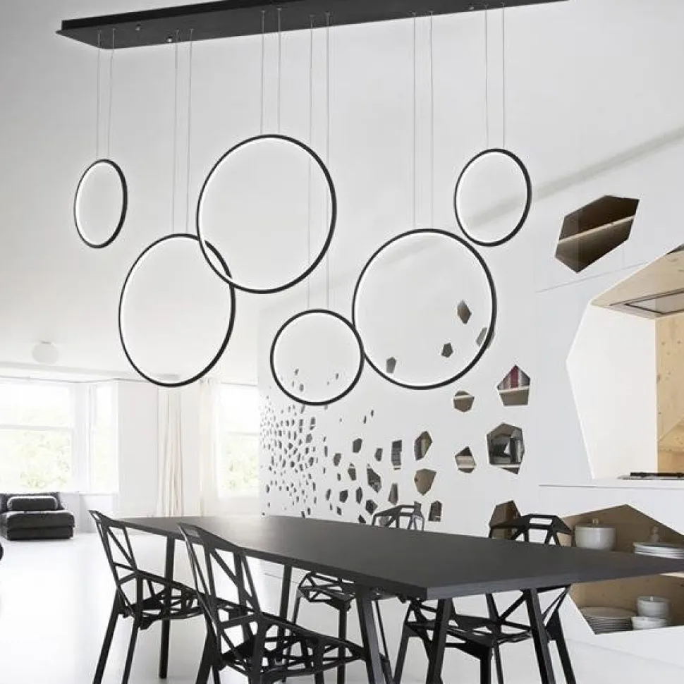 Lampa wisząca ledowe okręgi No.1 czarna