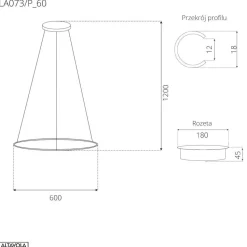 Lampa wisząca Ledowe Okręgi No.1 60 cm 4K ściemnialna czarna