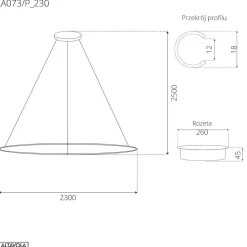 Lampa wisząca Ledowe Okręgi No.1 230 cm