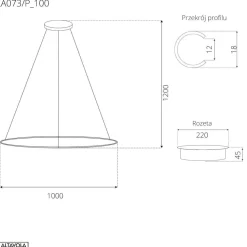 Lampa wisząca Ledowe Okręgi No.1 3k 100 cm