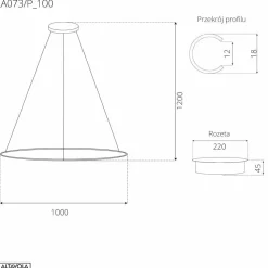Lampa wisząca Ledowe Okręgi No.1 100 cm