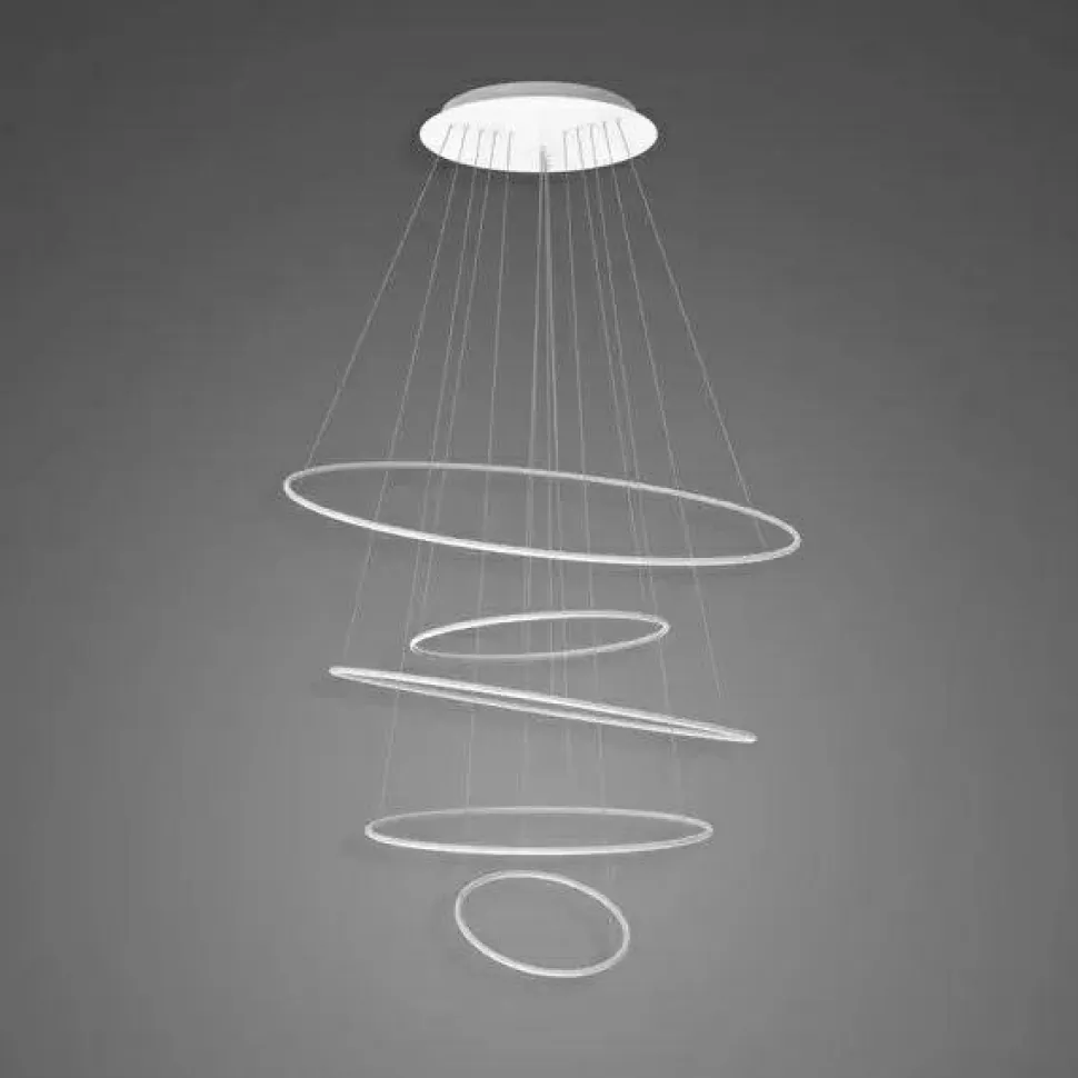 Lampa wisząca Ledowe Okręgi No.5 120cm 3K ściemnialna biała